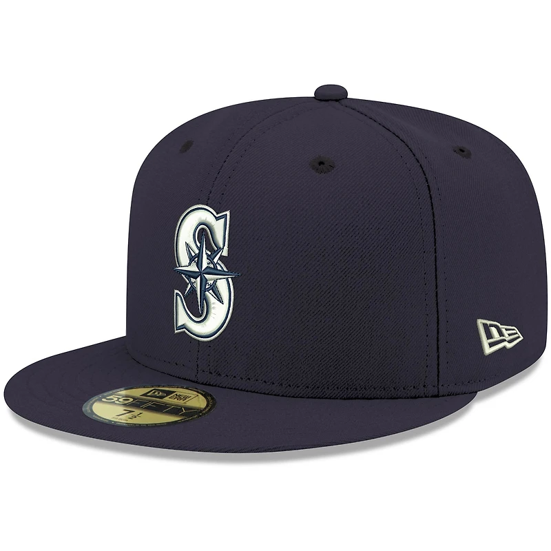 Men's New Era Navy Seattle Mariners White Logo 59FIFTY Fitted Hat