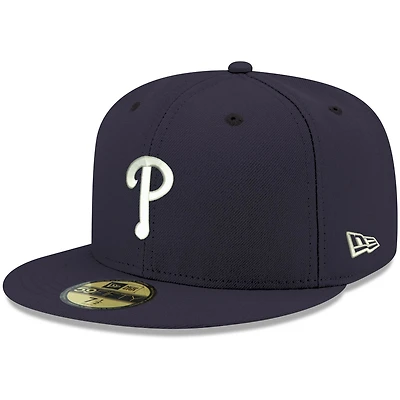 Men's New Era Navy Philadelphia Phillies White Logo 59FIFTY Fitted Hat