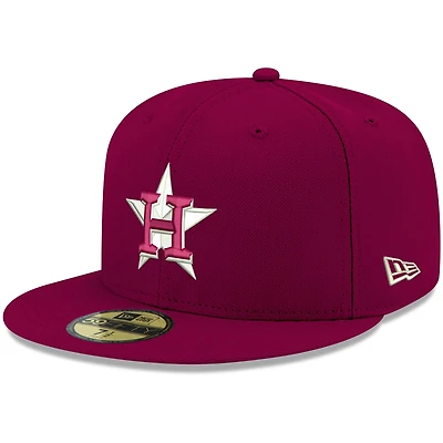 Men's New Era Cardinal Houston Astros White Logo 59FIFTY Fitted Hat