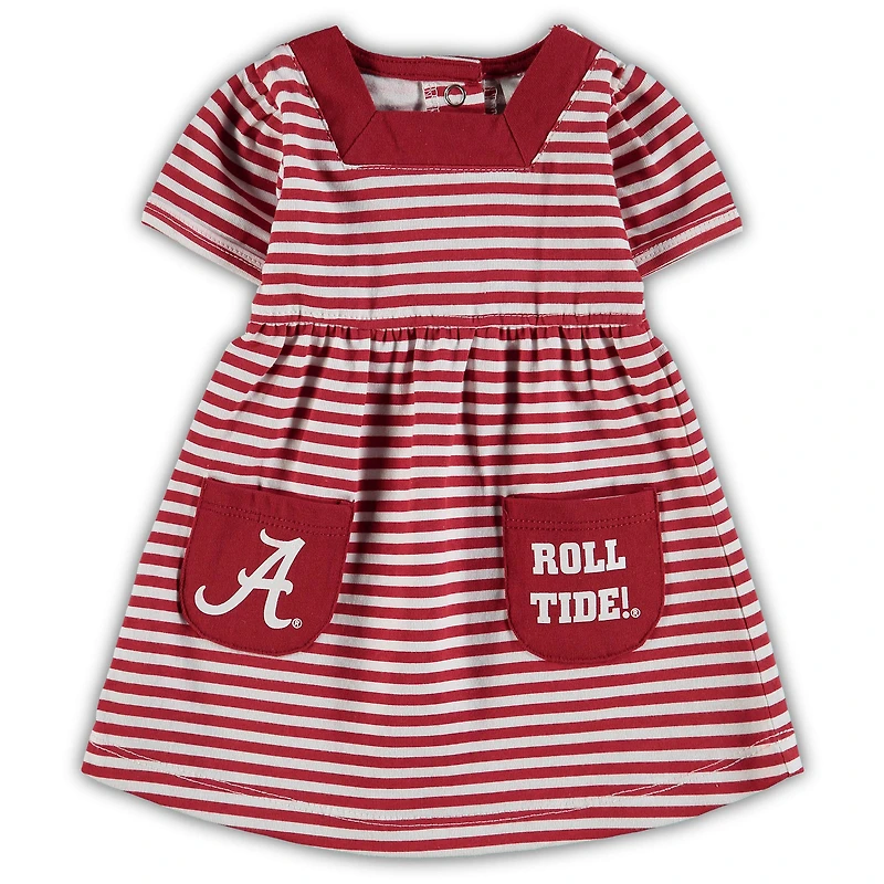 Girl's Toddler Crimson Alabama Tide Striped Dress with Pockets