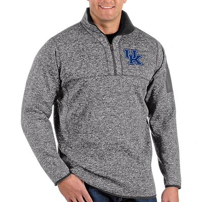 Men's Antigua Heathered Gray Kentucky Wildcats Big & Tall Fortune Quarter-Zip Pullover Jacket
