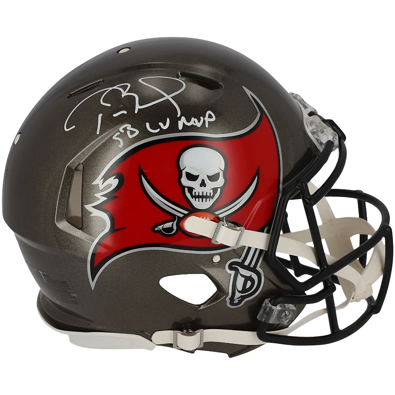 Tom Brady Tampa Bay Buccaneers Autographed Super Bowl LV Champions Riddell Super Bowl LV Champions Speed Authentic Helmet with "LV MVP" Inscription