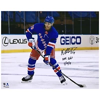 K'Andre Miller New York Rangers Autographed 16'' x 20'' NHL Debut Skating Photograph with "NHL Debut 1/14/21" Inscription