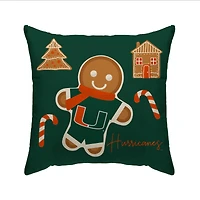 Miami Hurricanes Gingerbread Holiday 20'' x 20'' Pillow Cover