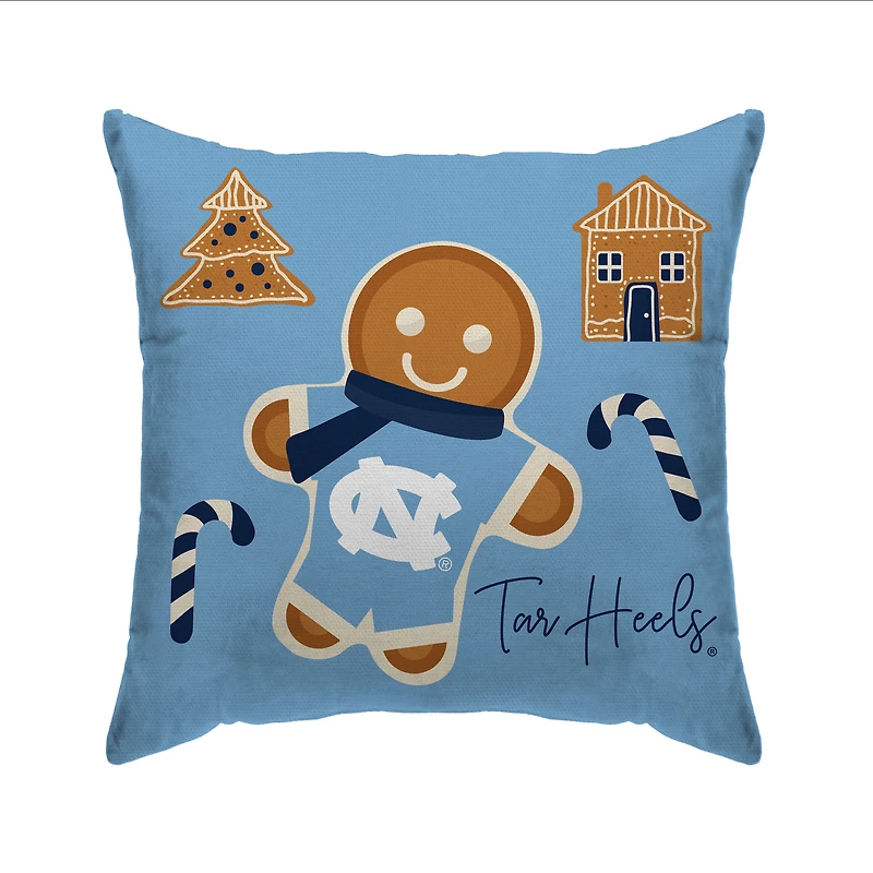North Carolina Tar Heels Gingerbread Holiday 20'' x 20'' Pillow Cover