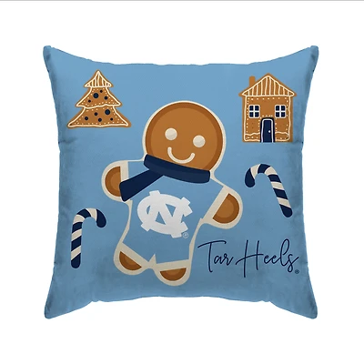 North Carolina Tar Heels Gingerbread Holiday 20'' x 20'' Pillow Cover