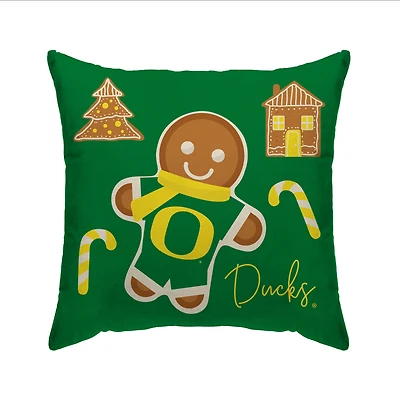 Oregon Ducks Gingerbread Holiday 20'' x 20'' Pillow Cover