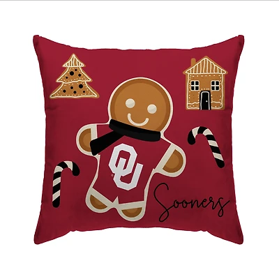Oklahoma Sooners Gingerbread Holiday 20'' x 20'' Pillow Cover