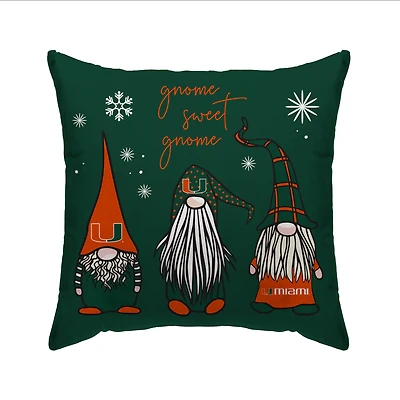 Miami Hurricanes 20'' x 20'' Holiday Gnome Pillow Cover
