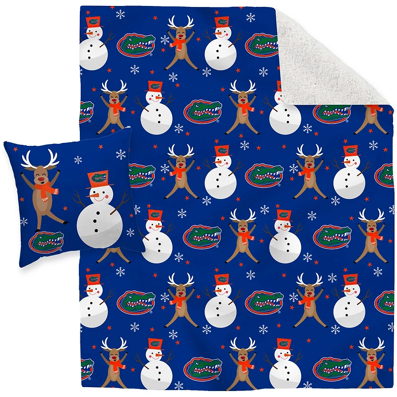 Florida Gators Holiday Reindeer Blanket and Pillow Combo Set