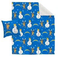 Los Angeles Chargers Holiday Reindeer Blanket and Pillow Combo Set