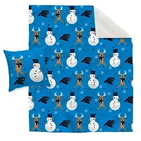 Carolina Panthers Holiday Reindeer Blanket and Pillow Combo Set