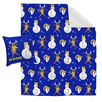 Los Angeles Rams Holiday Reindeer Blanket and Pillow Combo Set