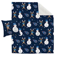 Tennessee Titans Holiday Reindeer Blanket and Pillow Combo Set