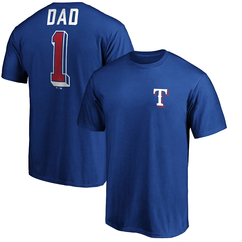 Men's Royal Texas Rangers Number One Dad T-Shirt