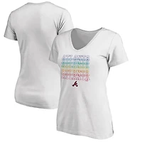 Women's White Atlanta Braves City Pride V-Neck T-Shirt