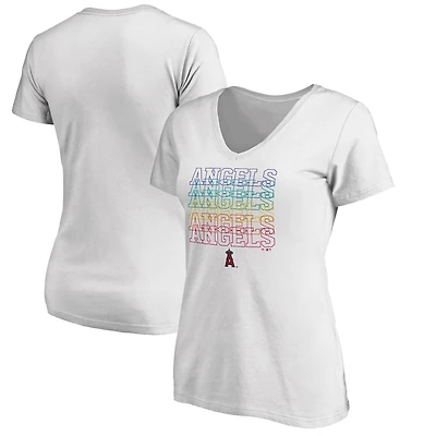 Women's White Los Angeles Angels City Pride V-Neck T-Shirt