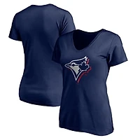 Women's Navy Toronto Blue Jays Red White and Team V-Neck T-Shirt