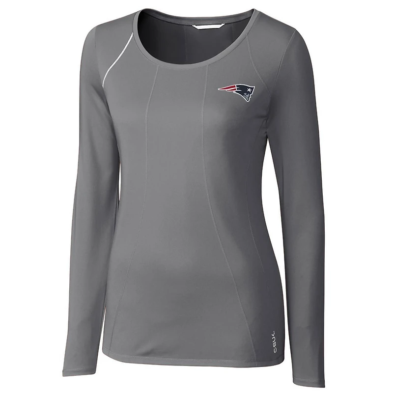 Women's Cutter & Buck Gray New England Patriots Jaimie Scoop Neck Long Sleeve T-Shirt