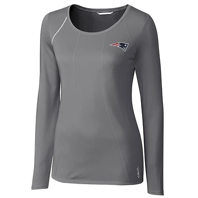 Women's Cutter & Buck Gray New England Patriots Jaimie Scoop Neck Long Sleeve T-Shirt