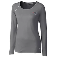 Women's Cutter & Buck Gray New England Patriots Jaimie Scoop Neck Long Sleeve T-Shirt