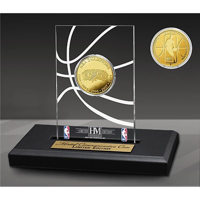 Highland Mint San Antonio Spurs 5-Time NBA Finals Champions Gold Coin Acrylic Desk Top Display