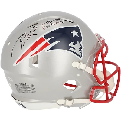 Tom Brady New England Patriots Autographed Riddell Speed Authentic Helmet with "7x SB Champ" and "5x SB MVP" Inscriptions