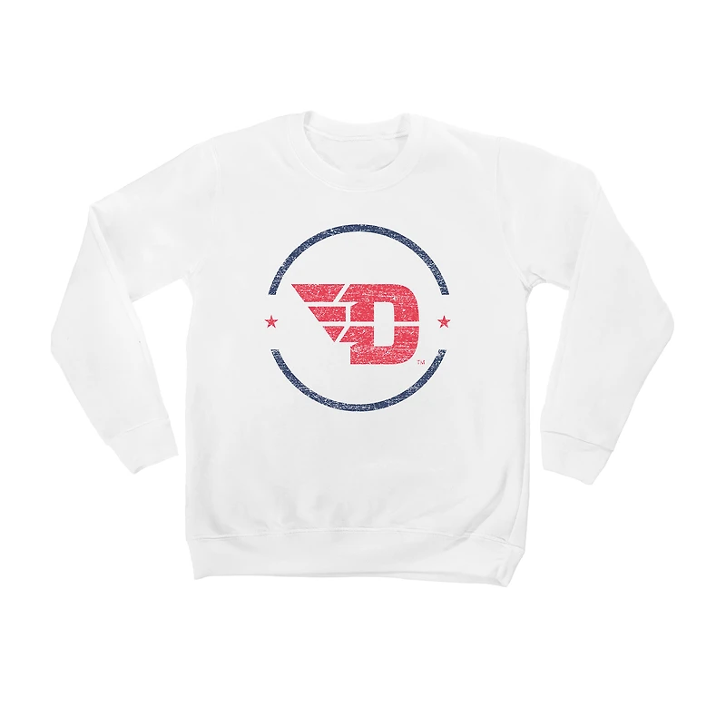 Youth White Dayton Flyers End Zone Pullover Sweatshirt