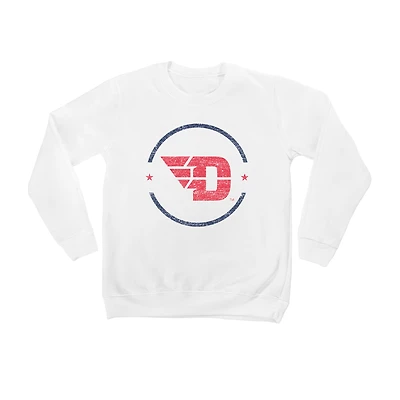 Youth White Dayton Flyers End Zone Pullover Sweatshirt