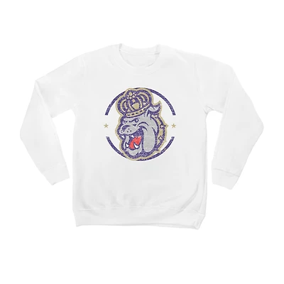 Youth White James Madison Dukes End Zone Pullover Sweatshirt