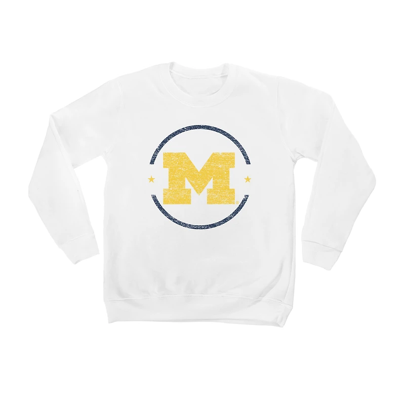 Youth White Michigan Wolverines End Zone Pullover Sweatshirt