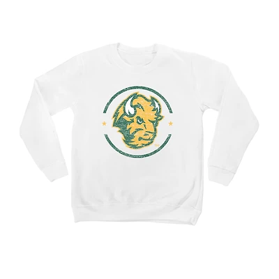 Youth White NDSU Bison End Zone Pullover Sweatshirt