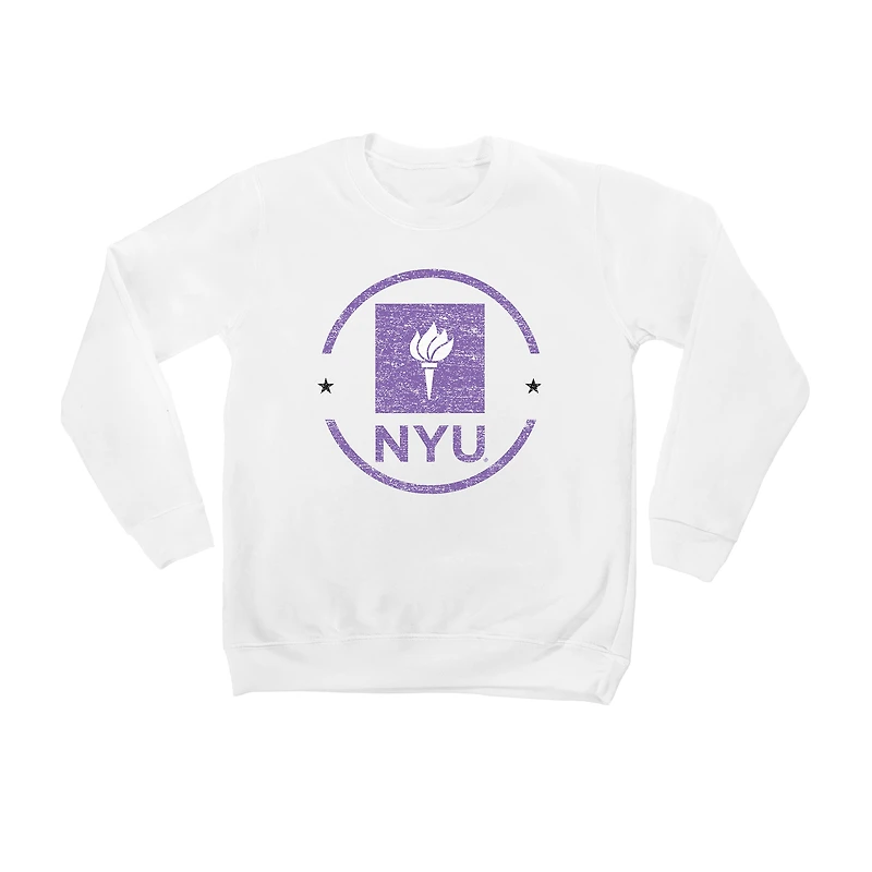 Youth White NYU Violets End Zone Pullover Sweatshirt
