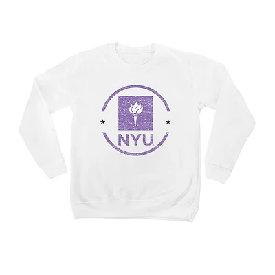 Youth White NYU Violets End Zone Pullover Sweatshirt