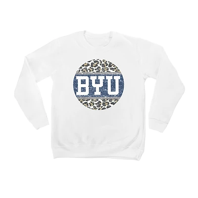 Youth White BYU Cougars Scoop & Score Pullover Sweatshirt
