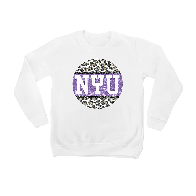Youth White NYU Violets Scoop & Score Pullover Sweatshirt