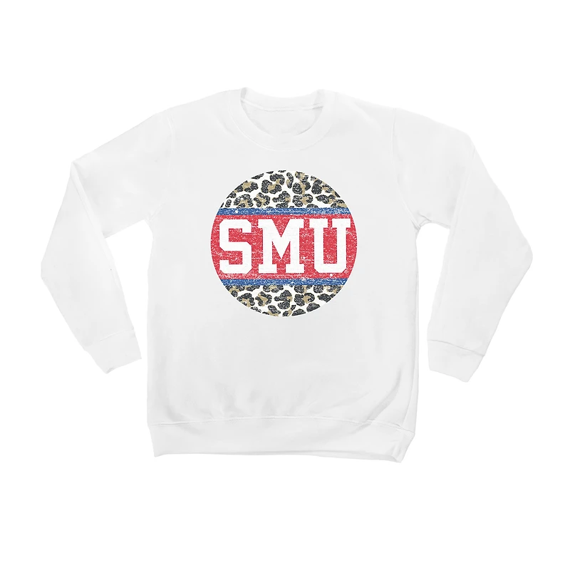 Youth White SMU Mustangs Scoop & Score Pullover Sweatshirt