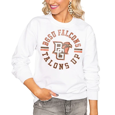 Women's Gameday Couture White Bowling Green St. Falcons Oversized Vintage Days Perfect Crew Sweatshirt