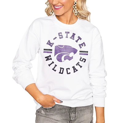 Women's Gameday Couture White Kansas State Wildcats Oversized Vintage Days Perfect Crew Sweatshirt
