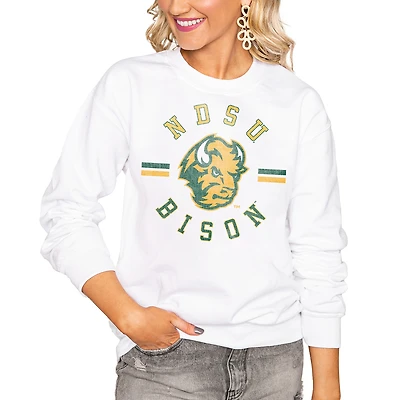 Women's Gameday Couture White NDSU Bison Oversized Vintage Days Perfect Crew Sweatshirt