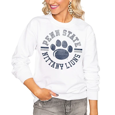 Women's Gameday Couture White Penn State Nittany Lions Oversized Vintage Days Perfect Crew Sweatshirt
