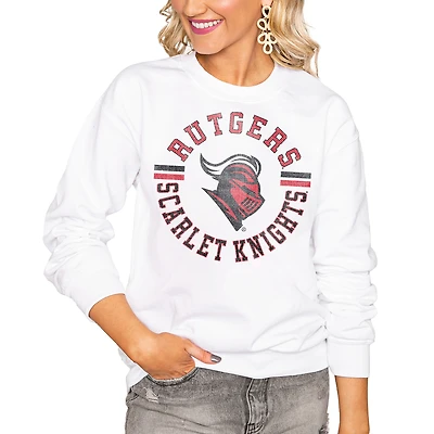 Women's Gameday Couture White Rutgers Scarlet Knights Oversized Vintage Days Perfect Crew Sweatshirt