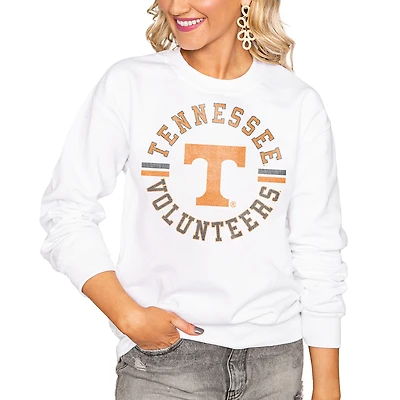 Women's Gameday Couture White Tennessee Volunteers Oversized Vintage Days Perfect Crew Sweatshirt