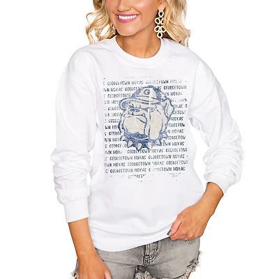 Women's White Georgetown Hoyas Bold Type Perfect Pullover Sweatshirt
