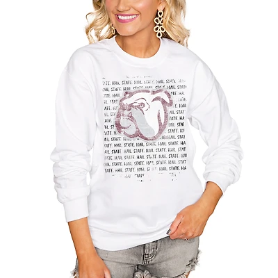 Women's White Mississippi State Bulldogs Bold Type Perfect Pullover Sweatshirt