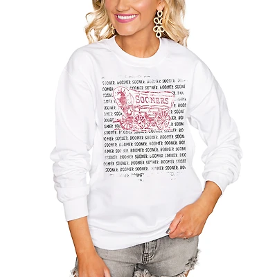 Women's White Oklahoma Sooners Bold Type Perfect Pullover Sweatshirt