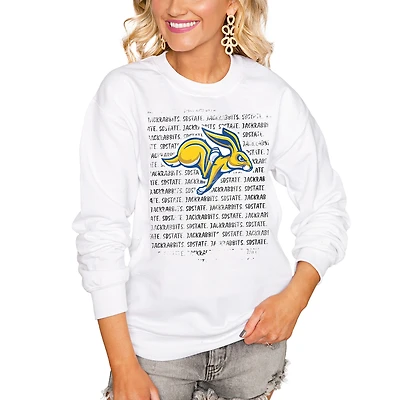 Women's White South Dakota State Jackrabbits Bold Type Perfect Pullover Sweatshirt