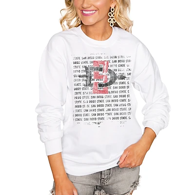Women's White San Diego State Aztecs Bold Type Perfect Pullover Sweatshirt