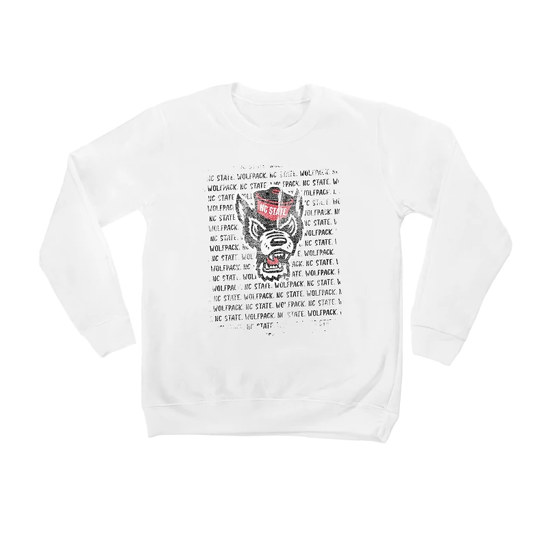 Youth White NC State Wolfpack Bold Type Pullover Sweatshirt
