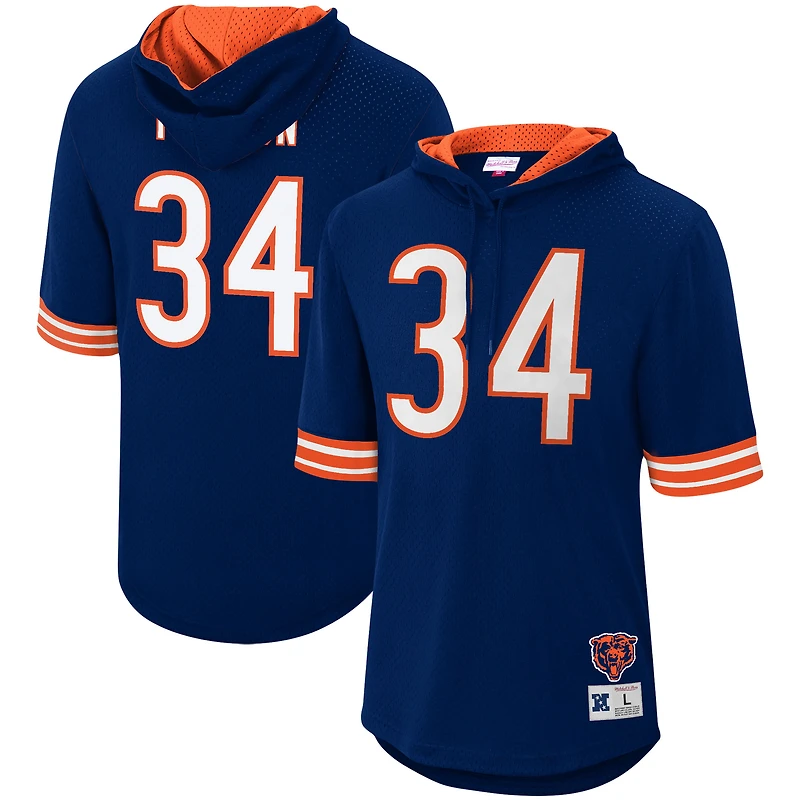 Men's Mitchell & Ness Walter Payton Navy Chicago Bears Retired Player Mesh Name & Number Hoodie T-Shirt